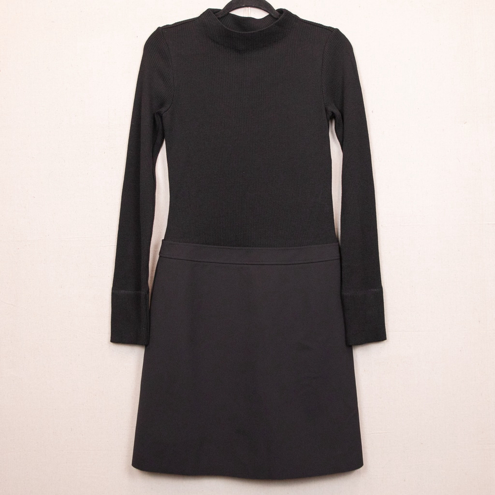 Theory mock mini combo long sleeve black dress-10